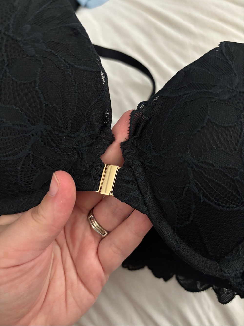 Auden Black Lace Bra with Gold Center Accent - Picture 4 of 5